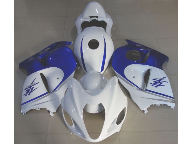 1997-2007 Blanc Brillant & Bleu Profond Suzuki GSXR 1300 Carénage Moto 1997-2007 Blanc Brillant & Bleu Profond Suzuki GSXR 1300 Carénage Moto
