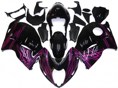 1997-2007 Noir Brillant Personnalisé Avec Rose Suzuki GSXR 1300 Carénage Moto