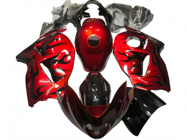 1997-2007 Rouge & Noir Flamme Suzuki GSXR 1300 Carénage Moto 1997-2007 Rouge & Noir Flamme Suzuki GSXR 1300 Carénage Moto