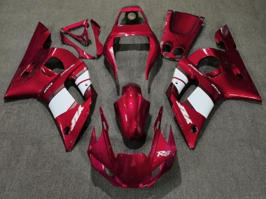 1998-2002 Rouge Profond & Blanc Yamaha R6 Carénage Moto