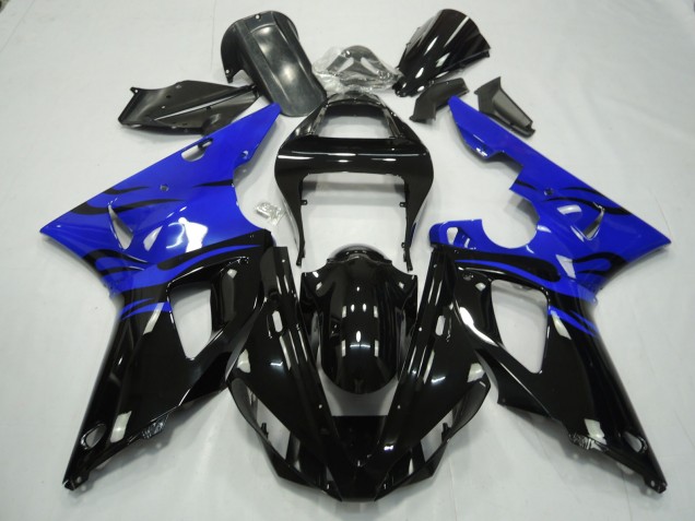 2000-2001 Noir Flamme & Bleu Yamaha R1 Carénage Moto 2000-2001 Noir Flamme & Bleu Yamaha R1 Carénage Moto