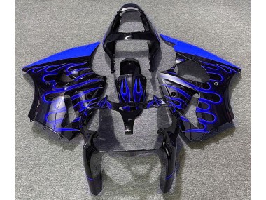 2000-2002 Noir Brillant & Bleu Flamme Kawasaki ZX6R Carénage Moto