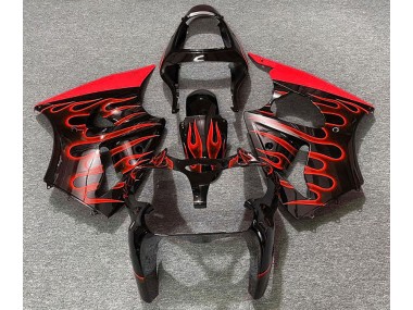 2000-2002 Noir Brillant & Rouge Flamme Kawasaki ZX6R Carénage Moto