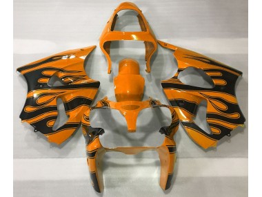 2000-2002 Orange & Noir Flamme Kawasaki ZX6R Carénage Moto