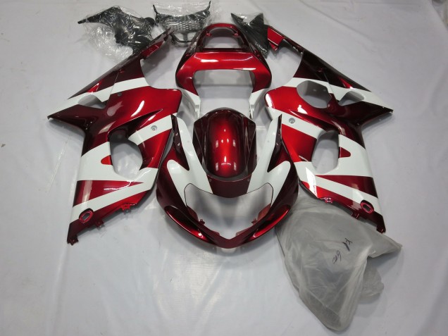 2000-2002 Rouge Profond & Blanc Suzuki GSXR 1000 Carénage Moto 2000-2002 Rouge Profond & Blanc Suzuki GSXR 1000 Carénage Moto
