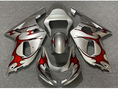 2001-2003 Argent Brillant & Rouge Suzuki GSXR 600-750 Carénage Moto