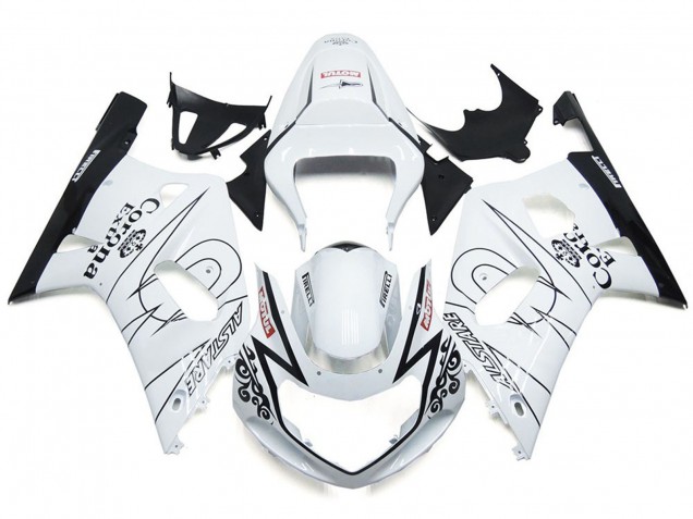 2001-2003 Blanc Brillant Corona & Noir Suzuki GSXR 600-750 Carénage Moto 2001-2003 Blanc Brillant Corona & Noir Suzuki GSXR 600-750 Carénage Moto