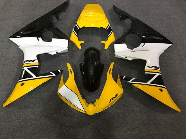2003-2004 Jaune Brillant & Blanc Yamaha R6 Carénage Moto 2003-2004 Jaune Brillant & Blanc Yamaha R6 Carénage Moto