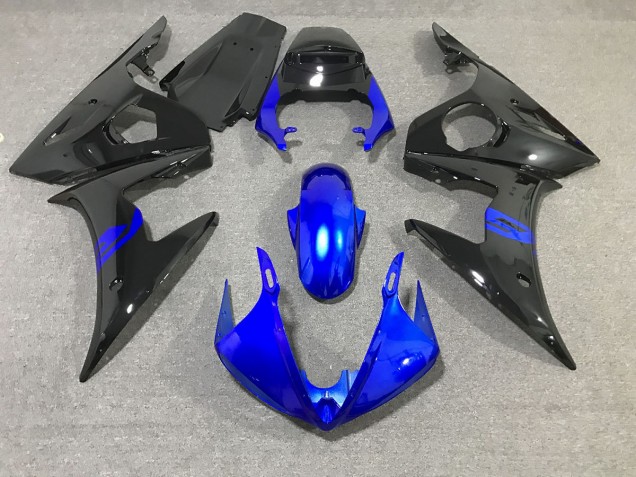 2003-2004 Noir & Bleu Brillant Yamaha R6 Carénage Moto 2003-2004 Noir & Bleu Brillant Yamaha R6 Carénage Moto