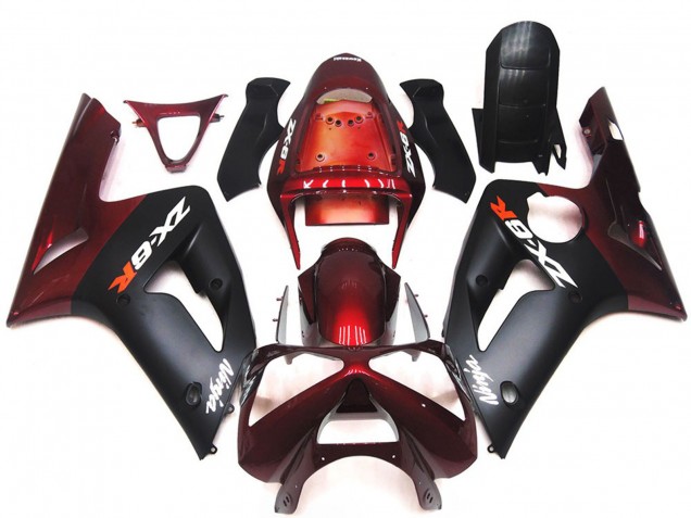 2003-2004 Noir Mat & Marron Kawasaki ZX6R Carénage Moto 2003-2004 Noir Mat & Marron Kawasaki ZX6R Carénage Moto