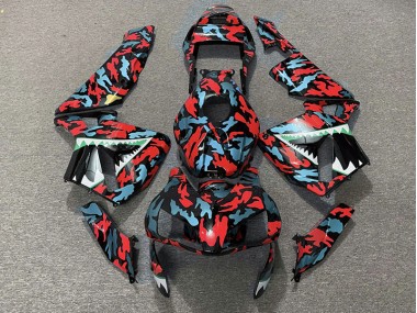 2003-2004 Rouge & Bleu Camo Honda CBR600RR Carénage Moto