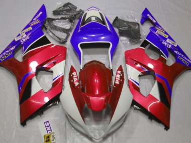 2003-2004 Rouge Bonbon Brillant & Bleu Suzuki GSXR 1000 Carénage Moto