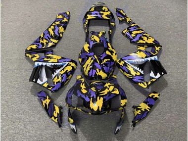2003-2004 Violet & Jaune Camo Honda CBR600RR Carénage Moto