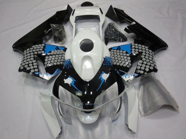 2003-2004 Éclaboussures Bleues Blanches & Noires Honda CBR600RR Carénage Moto 2003-2004 Éclaboussures Bleues Blanches & Noires Honda CBR600RR Carénage Moto