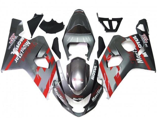 2004-2005 Argent & Rouge Movistar Suzuki GSXR 600-750 Carénage Moto 2004-2005 Argent & Rouge Movistar Suzuki GSXR 600-750 Carénage Moto