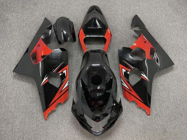 2004-2005 Noir Brillant & Rouge Suzuki GSXR 600-750 Carénage Moto