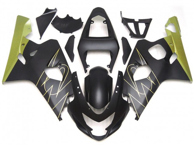 2004-2005 Noir Mat & Or Corona Personnalisé Suzuki GSXR 600-750 Carénage Moto 2004-2005 Noir Mat & Or Corona Personnalisé Suzuki GSXR 600-750 Carénage Moto