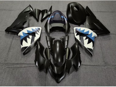 2004-2005 Requin Noir Mat & Bleu Clair Kawasaki ZX10R Carénage Moto