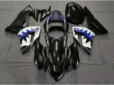 2004-2005 Requin Noir Mat & Bleu Foncé Kawasaki ZX10R Carénage Moto