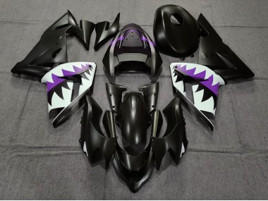 2004-2005 Requin Noir Mat & Violet Kawasaki ZX10R Carénage Moto