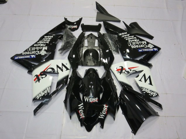 2004-2005 West Blanc Noir Kawasaki ZX10R Carénage Moto 2004-2005 West Blanc Noir Kawasaki ZX10R Carénage Moto