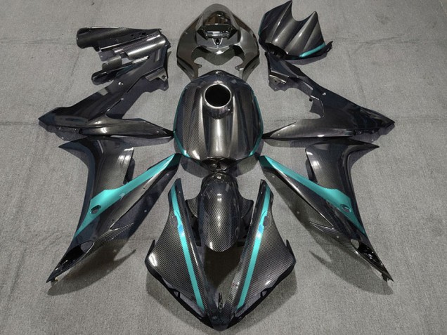 2004-2006 Fibre De Carbone Style W Bleu Clair Yamaha R1 Carénage Moto