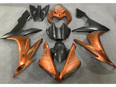 2004-2006 Style Orange Brillant & Fibre De Carbone Yamaha R1 Carénage Moto