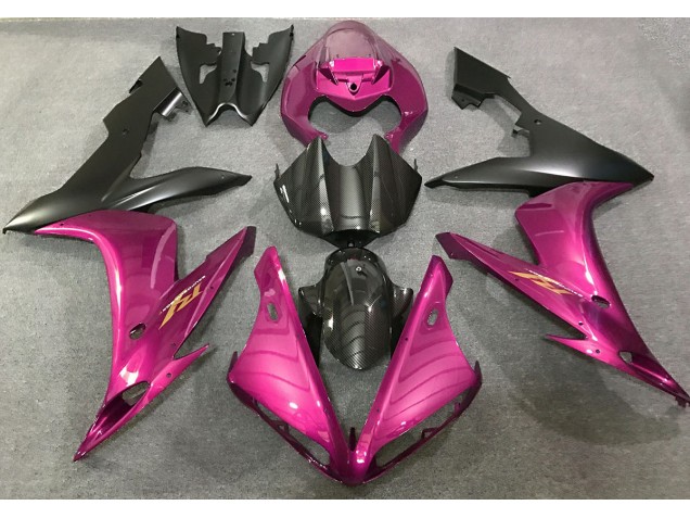 2004-2006 Style Rose Vif & Fibre De Carbone Yamaha R1 Carénage Moto 2004-2006 Style Rose Vif & Fibre De Carbone Yamaha R1 Carénage Moto