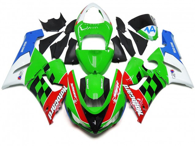 2005-2006 Chèque Multicolore Kawasaki ZX6R Carénage Moto