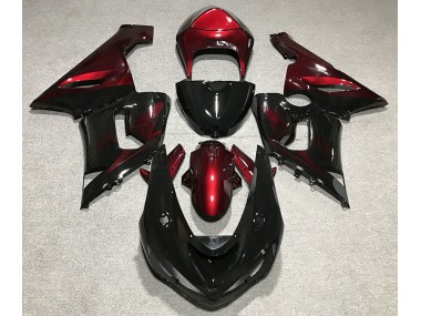2005-2006 Noir Brillant & Rouge Kawasaki ZX6R Carénage Moto
