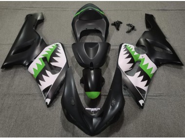 2005-2006 Requin Noir Mat & Vert Kawasaki ZX6R Carénage Moto