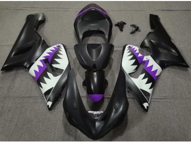 2005-2006 Requin Noir Mat & Violet Kawasaki ZX6R Carénage Moto