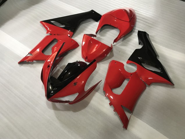 2005-2006 Rouge & Noir Personnalisés Kawasaki ZX6R Carénage Moto 2005-2006 Rouge & Noir Personnalisés Kawasaki ZX6R Carénage Moto