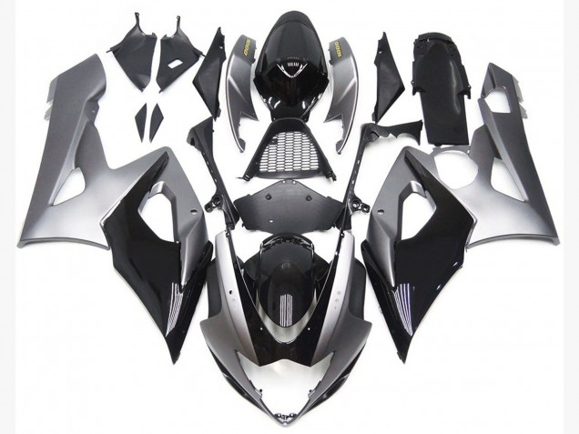 2005-2006 Style Argent & Noir Brillant Suzuki GSXR 1000 Carénage Moto 2005-2006 Style Argent & Noir Brillant Suzuki GSXR 1000 Carénage Moto
