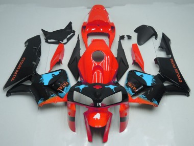 2005-2006 Éclaboussures Bleu Clair Sur Rouge Honda CBR600RR Carénage Moto