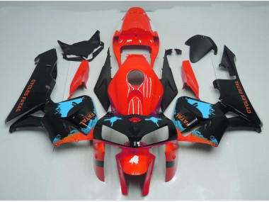 2005-2006 Éclaboussures Bleu Clair Sur Rouge Honda CBR600RR Carénage Moto