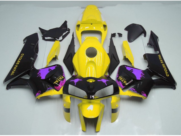2005-2006 Éclaboussures Jaune Brillant & Violet Honda CBR600RR Carénage Moto 2005-2006 Éclaboussures Jaune Brillant & Violet Honda CBR600RR Carénage Moto