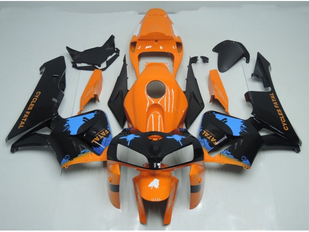 2005-2006 Éclaboussures Orange & Noires Honda CBR600RR Carénage Moto 2005-2006 Éclaboussures Orange & Noires Honda CBR600RR Carénage Moto