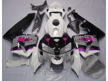 2005-2006 Éclaboussures Roses Sur Noir Brillant Honda CBR600RR Carénage Moto