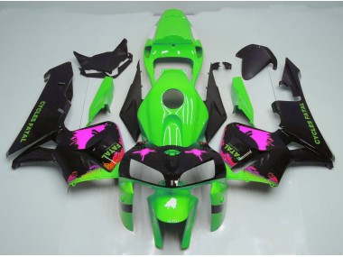 2005-2006 Éclaboussures Roses Sur Vert Honda CBR600RR Carénage Moto