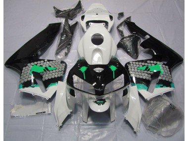 2005-2006 Éclaboussures Turquoise Sur Noir Brillant Honda CBR600RR Carénage Moto