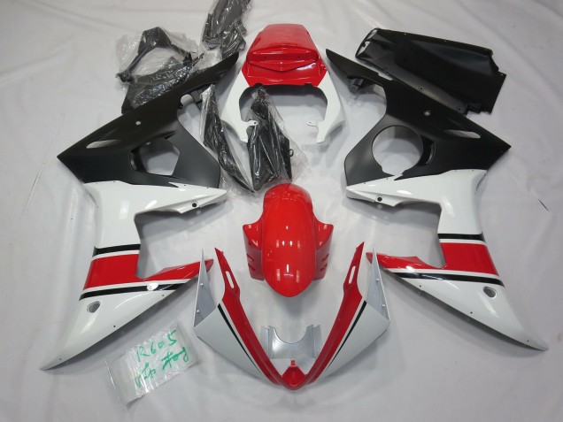 2005 Blanc Rouge & Noir Yamaha R6 Carénage Moto 2005 Blanc Rouge & Noir Yamaha R6 Carénage Moto