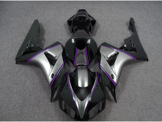 2006-2007 Argent Avec Rayures Violettes Foncées Honda CBR1000RR Carénage Moto
