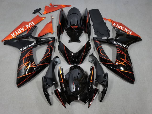 2006-2007 Bacardi Noir & Orange Suzuki GSXR 600-750 Carénage Moto 2006-2007 Bacardi Noir & Orange Suzuki GSXR 600-750 Carénage Moto