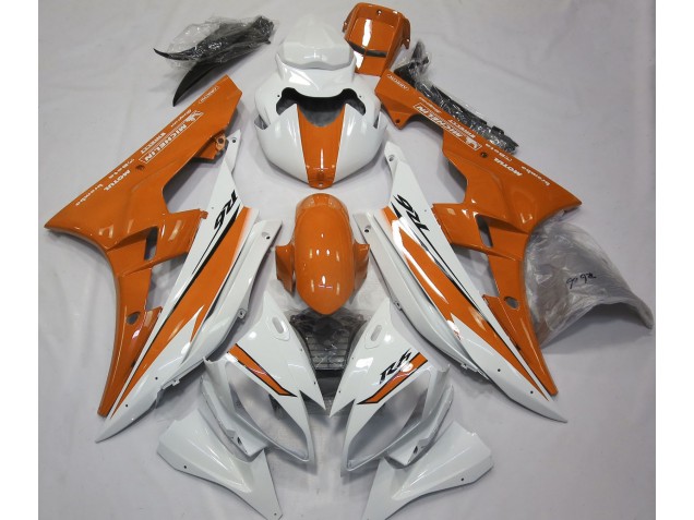 2006-2007 Blanc Brillant & Orange Yamaha R6 Carénage Moto
