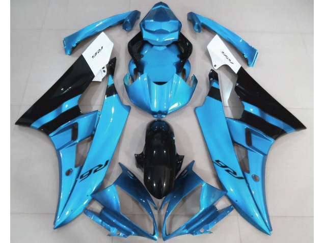 2006-2007 Bleu Clair Brillant & Noir Yamaha R6 Carénage Moto