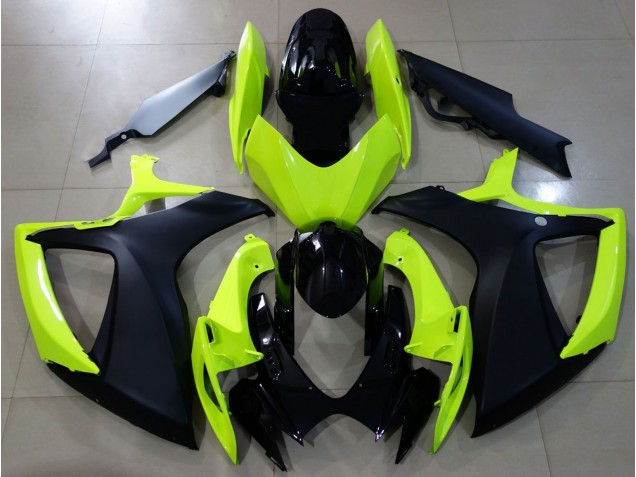 2006-2007 Jaune Brillant & Noir Suzuki GSXR 600-750 Carénage Moto 2006-2007 Jaune Brillant & Noir Suzuki GSXR 600-750 Carénage Moto