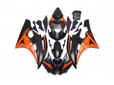 2006-2007 Noir Mat & Orange Personnalisés Yamaha R6 Carénage Moto