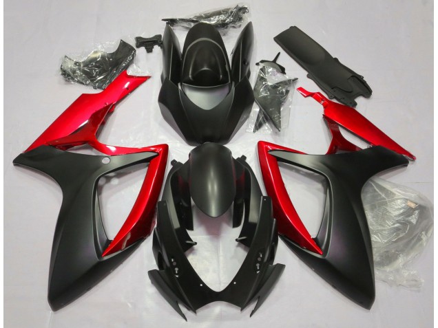 2006-2007 Noir Mat & Rouge Suzuki GSXR 600-750 Carénage Moto 2006-2007 Noir Mat & Rouge Suzuki GSXR 600-750 Carénage Moto