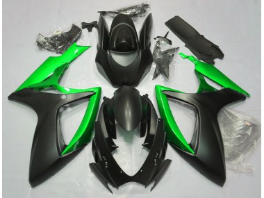 2006-2007 Noir Mat & Vert Suzuki GSXR 600-750 Carénage Moto